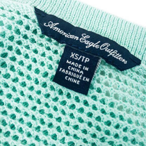 American Eagle Mint Green Mesh Knit Cardigan Sweater Sz XS - Picture 6 of 12